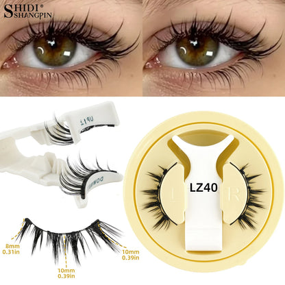 Hot Magnetic Eyelashes Set 1 Pair Reusable No Glue Needed False Eyelashes with Magnetic Tweezers Curly Faux Lashes Makeup Tool