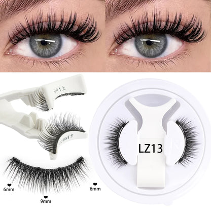 Hot Magnetic Eyelashes Set 1 Pair Reusable No Glue Needed False Eyelashes with Magnetic Tweezers Curly Faux Lashes Makeup Tool